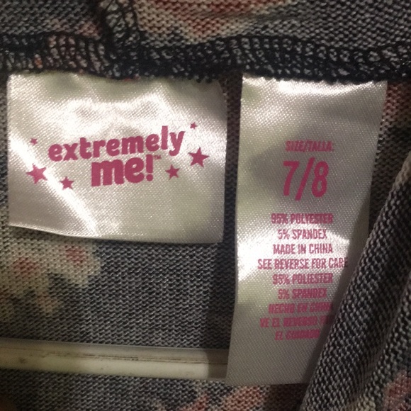 Extremely ME,  women’s hoodie.  Size 7/8.  Floral. Black. - Picture 9 of 9